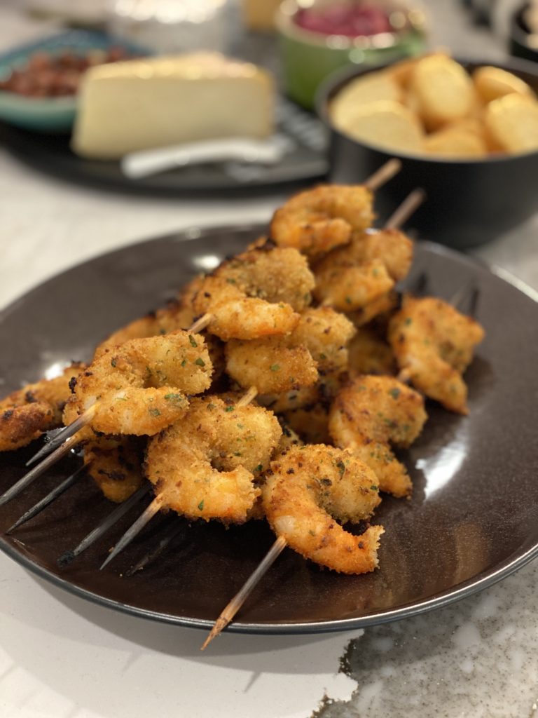 Herbed shrimp skewers